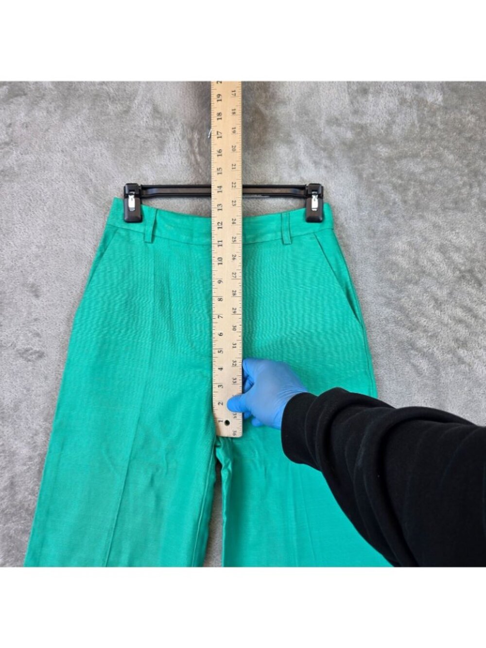 Sezane Dress Pants Womens 34 US 2 Green Viscose Twill Wide Leg High Rise - Picture 7 of 12
